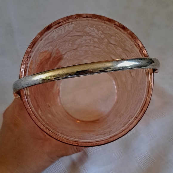 - Vintage Fostoria pink depression glass etched design ice bucket - Picture 5 of 7